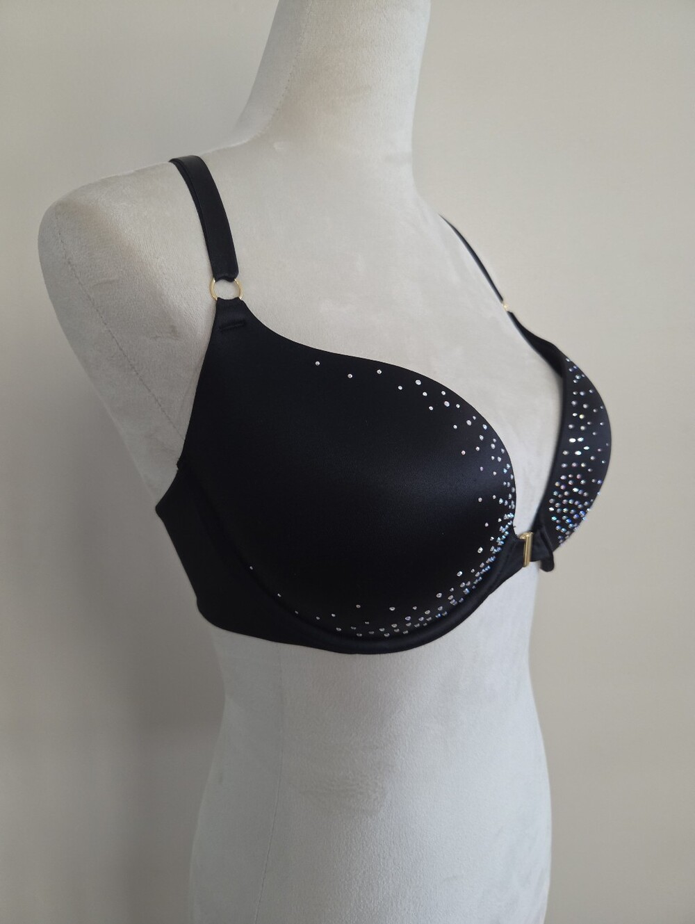 Victoria's Secret Black Studded Push-Up Bra with Strappy Back